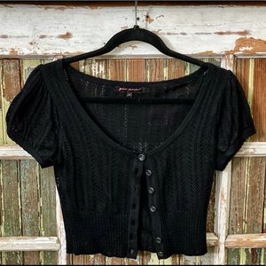 Betsey Johnson Black Cropped Cardigan